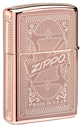 Encendedor de bolsillo Zippo diseño rosa dorado miniatura 2