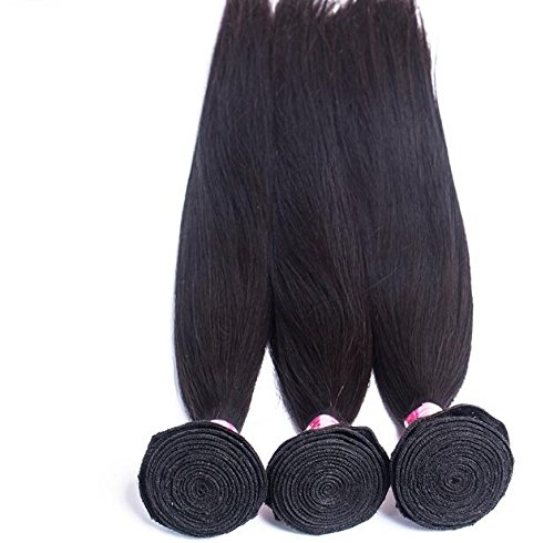 A2ZWIG 9A Unprocessed Brazilian Virgin Straight Remy Human Hair Extensions Weaves Wefts 3 Bundles 300 Grams (10 12 14 Inch)