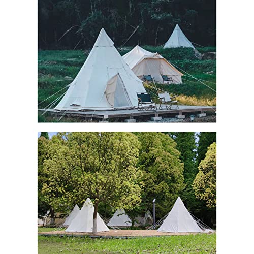 Carpa tipi pirámide impermeable portátil para camping KAREFRI 4m con abertura para estufa miniatura 7