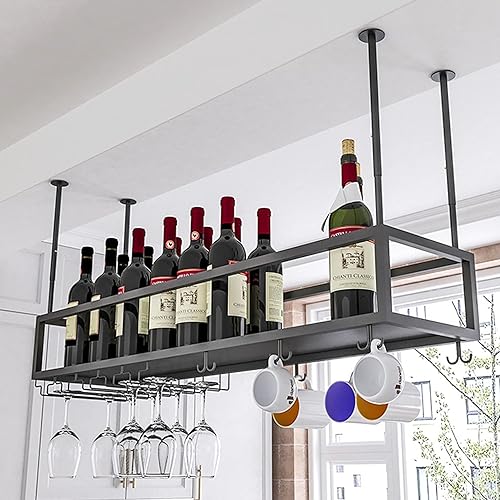 Étagères de bar de grande capacité suspendues en métal pour bouteilles d'alcool