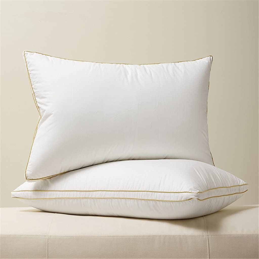 1 Pair Goose Down Pillow Neck Protection Pillows for Sleeping Bed Cotton Shell King Queen Size