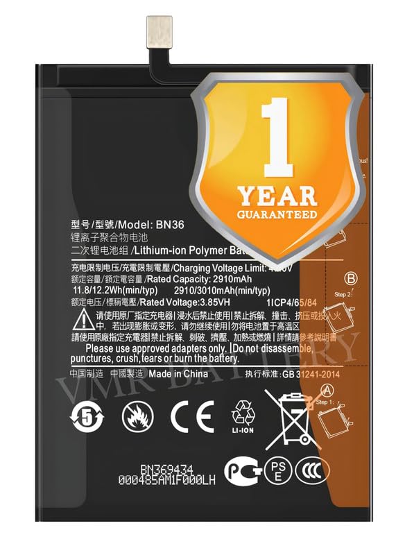 Image of Original BN36 Battery Compatible for Xiaomi Mi A2 (Mi 6X) (M1804D2SG, M1804D2SI) - (3010mAh) - 1 Year Warranty K7