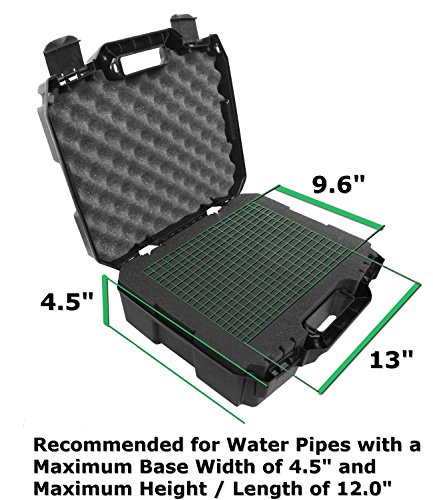 Cloudten Travel Hard Case with Dense Foam fits Hookah Tobacco Herbal Water Pipes Fits 12 inch 1 Foot Glass Pieces