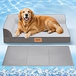 Cooling Dog Bed for Large Dogs, Orthopedic Dog Bed with Cooling Gel Mat, Removable Washable Cover, Waterproof Lining, Non-Slip Bottom, Summer Pet Bed for Sleeping, Size:40"*32"*8"