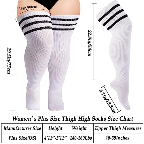 Image of Moon Wood Plus Size Thigh High Socks for Thick Thighs- Womens Knit Cotton Extra Long Over the Knee High Socks Leg Warmer