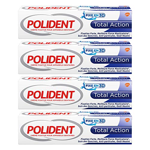 Polident – Crème Fixative – Pour Prothèses Dentaires Partielles ou Complètes – Total Action – 40 g