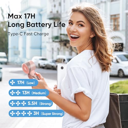 Image of AMACOOL Portable Handheld Turbo Fan, Mothers Day Gifts for Mom Her Women Girl, Cool Metal Body, Rechargeable Battery Personal Fan, Mini Pocket Fans for Camping Outdoor Travel Cruise Makeup Essentials