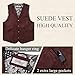 Giftdigger Men's Faux Suede Leather Suit Vest,Vintage Western Cowboy Casual Slim Dress Vest,Waistcoat for Wedding,Burgundy/Red Cowboy Style Slim Fit Sleeveless Jacket for men,XL