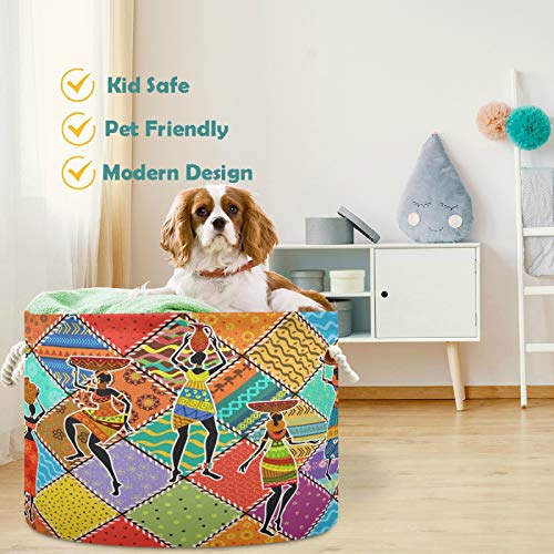 Visesunny Storage Basket Dancing African Woman Colorful Patchwork Nursery Hamper Basket Clothes Toy Storage Organizer Bin Box Collapsible Laundry Bag For Kid Room,Playroom,Bathroom,Living Room,Dorm #TOP2