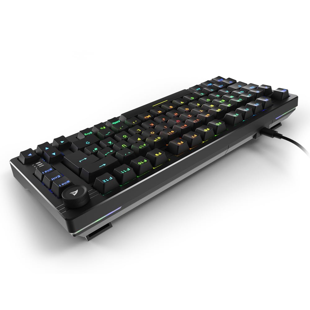 Sharkoon Skiller SGK25 RGB, Gaming Tastatur, 75% Layout, Hot Swap, Huano RED geschmierte Schalter, schwarz