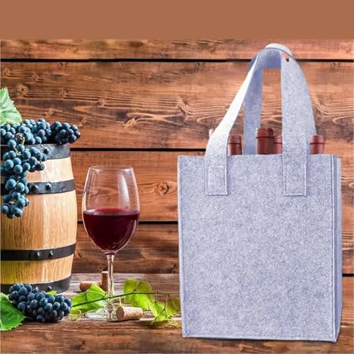 Tote vino fieltro gris de 6 compartimentos en pack de 2 piezas con asas para viaje 5