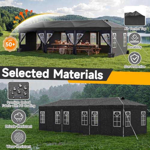 Image of Tangkula 10x30 FT Pop Up Canopy with Center Lock