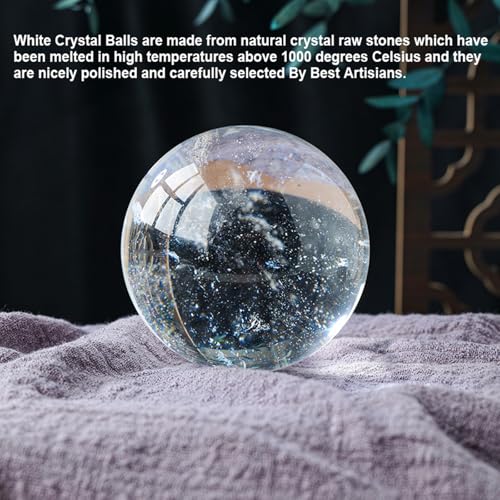 Quartz clair en sphère transparente de 6cm avec support pour objet déco maison