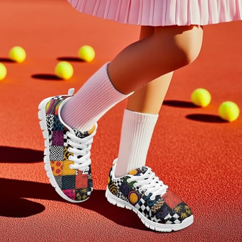 Girls Running Shoes Lightweight Mesh Trainers Stylish Floral Print Athletic Walking School Sneakers for Kids3