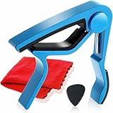 Phoenix ワンタッチ ギターカポタスト【type M】お手入れ用ファイバークロス／ピック／メーカー保証書＜4点セット＞Blue（ブルー）