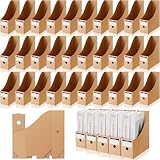 50 Pcs Cardboard Magazine Holder Magazine File Holder Magazine Storage Box Document Magazine File Organizer with 50 Pcs Labels for School Office Home Supplies, Brown