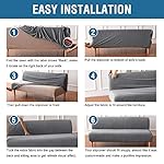H.VERSAILTEX Armless Futon Cover Stretch Sofa Bed Slipcover Protector Elastic Feature Rich Textured High Spandex Small Checks Jacquard Fabric Futon Cover, Machine Washable, Gray - Image 5
