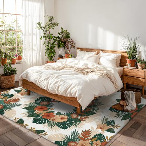 Alfombra rectangular de flores tropicales para llenar de calidez tu hogar 5