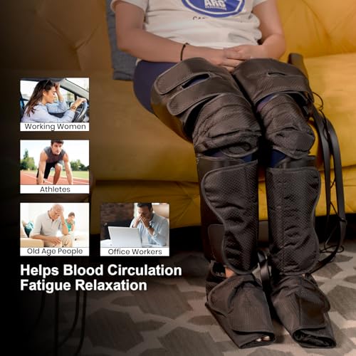 Image of ARG Healthcare Full Leg Massager Heat & Air Compression, Feet, Calf, Knee & Thighs Pain Relief or Relaxtion Improve Blood Circulation 3 Mode Intensity, Handheld Controller Foot Massager