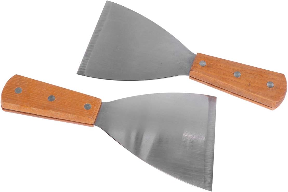 Dough Scraper 2pcs Stainless Steel Spatula Griddle Scraper Pancake Triangular Steak Spatula Turner Turner Pizza Spatula Spatula
