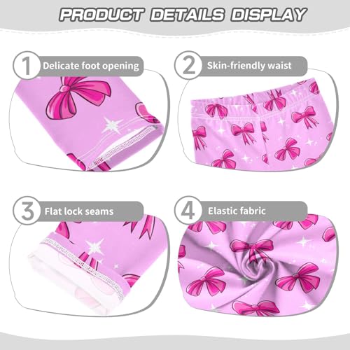 Girls Leggings Size 4T Pink Bow Soft Stretchy Yoga Pants Tights Girl Clothes for Gymnastics Dance3