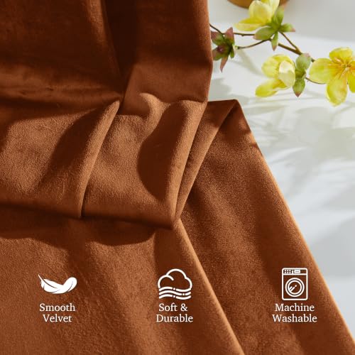 Image of StangH Fall Decor Burnt Orang Velvet Curtains W52 x L84 2 Panels