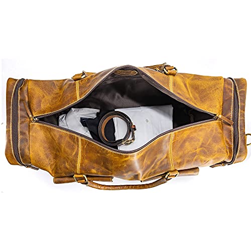 Leather Unisex Toiletry Bag Travel Dopp Kit and leather 28 inch overnight weekend duffle bag for Men and Women Combo Pack2