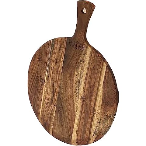 Mountain Woods PPAL Gourmet Acacia Hardwood Pizza Peel/Cutting Board/Serving Tray, Large, 21.25 x 16 x 0.625, Brown Cover