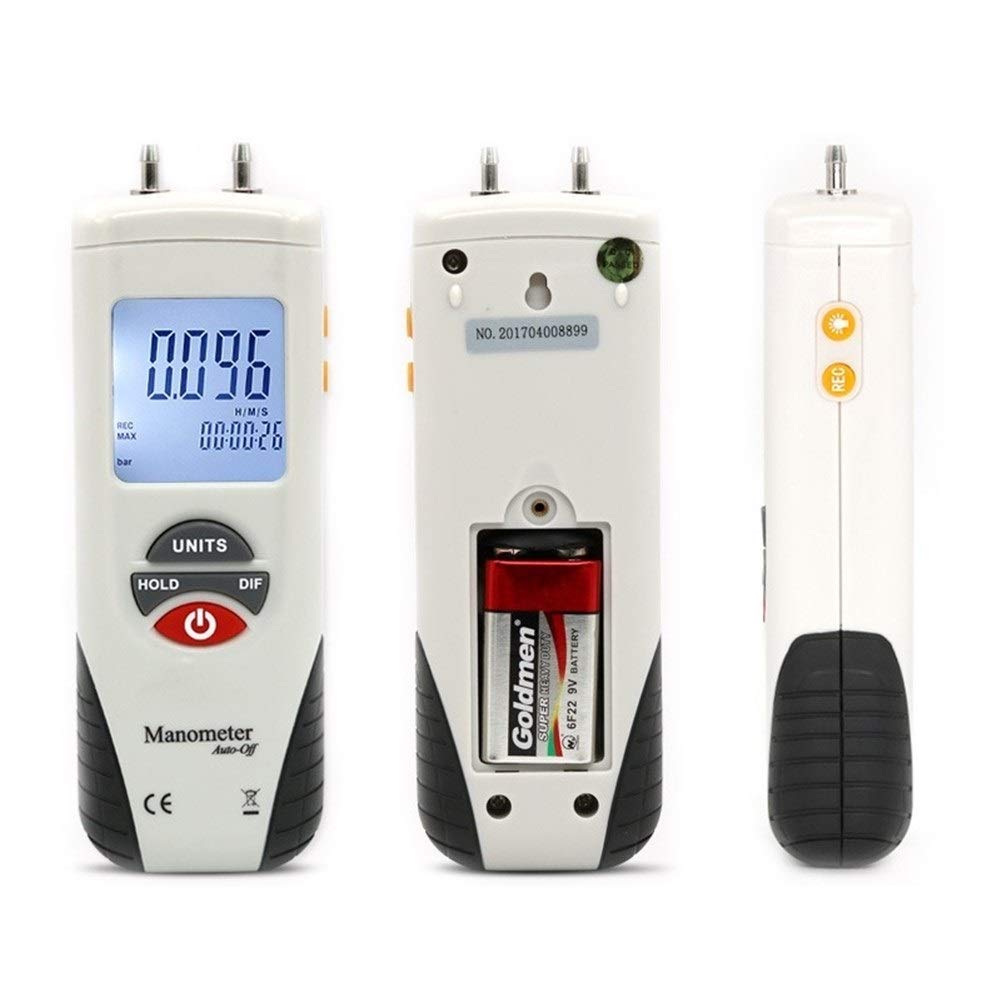 Manómetro Digital Medidor de presión de Aire Medidores de presión Kit de manómetro diferencial Datos de retención 517kpa