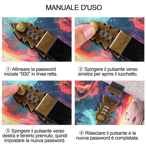 HwxBen Carnet avec cadenas - 244 pages lignées A5, couverture en simili cuir, journal élégant et sûr pour un usage quotidien, excellent cadeau pour les anniversaires ou Noël. – vue 4