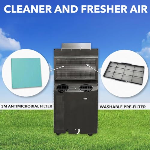 Image of Whynter ARC-143MX 14,000 BTU (9,456.1 BTU SACC) Dual Hose Cooling Portable Air Conditioner, Dehumidifier, and Fan with 3M Filter Storage Bag, up to 500 sq ft in Platinum /Black