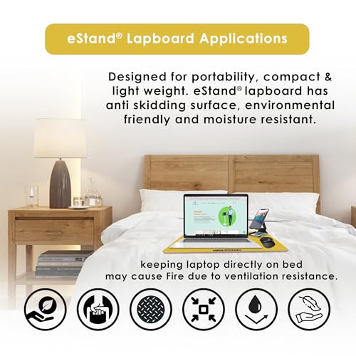 Image of Lap Board for Study | Home | Dining | Office | Laptop | Computer Desk | Reading & Writing | Multi-Purpose | Made in India | (Yellow, LB 16 inchX24 inch Yellow)