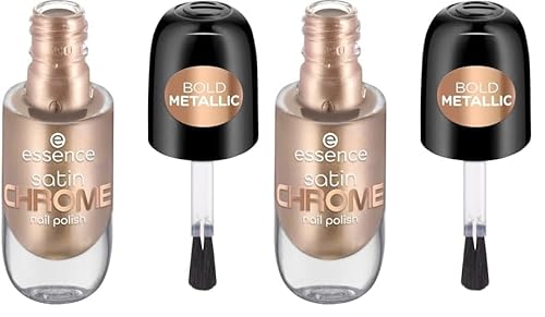 Essence Cosmetics Satin Chrome Nail Polish Vernis à Ongles, Couvrant, Résultat Rapide, Hautement Pigmenté, Métallique 8 ml (Lot de 2)
