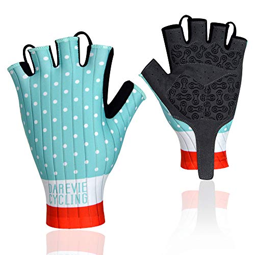 Darevie Cycling Gloves, Shock-Absorbing Half Finger Biking Gloves, Breathable Half Finger Bicycling Gloves, Anti-Slip Shockproof Gel Padded Mountain Bike Gloves for Man, Woman (Blue-White, XXL)