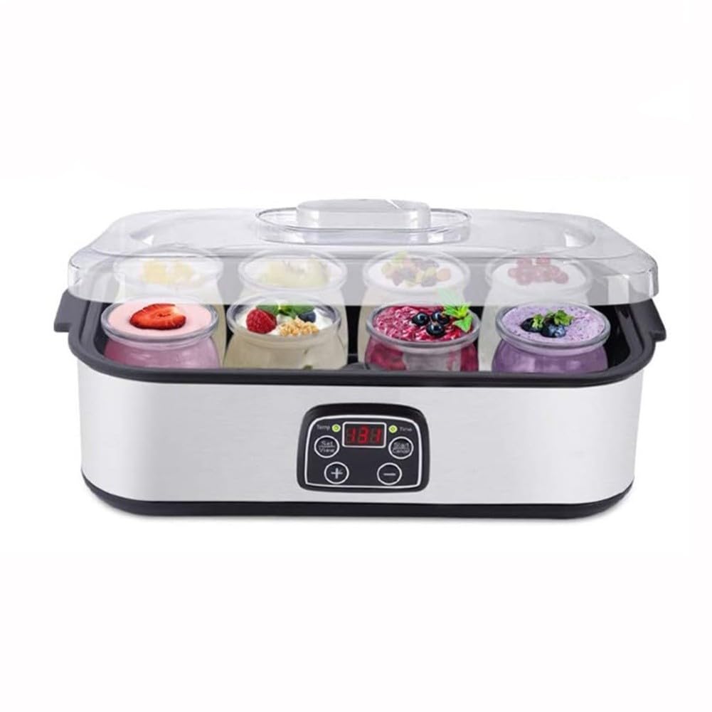 Yogurt Maker 1600ml, Probiotic Automatic Yogurt Machine with Customizable Time and Temperature Control, Stainless Steel Pudding Maker for Dairy or Non-Dairy, Black