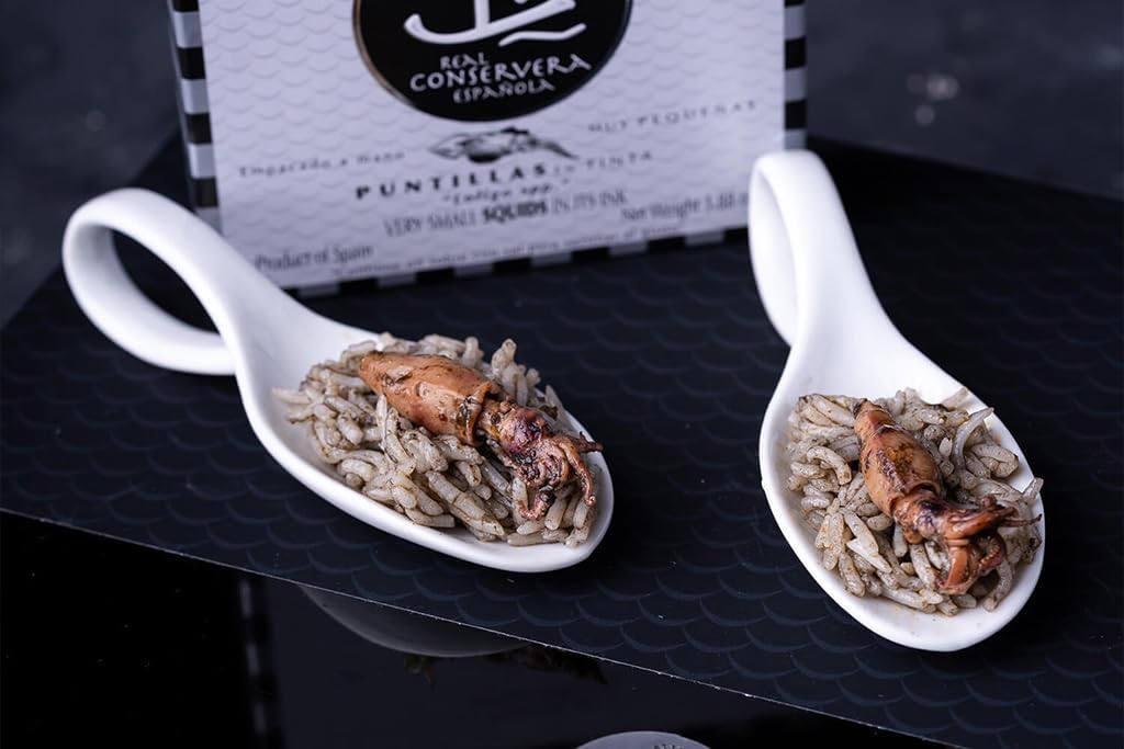 Real Conservera Española. Very Small Squids in Ink. Puntillas. 110g (3.88oz). Pack of 4.