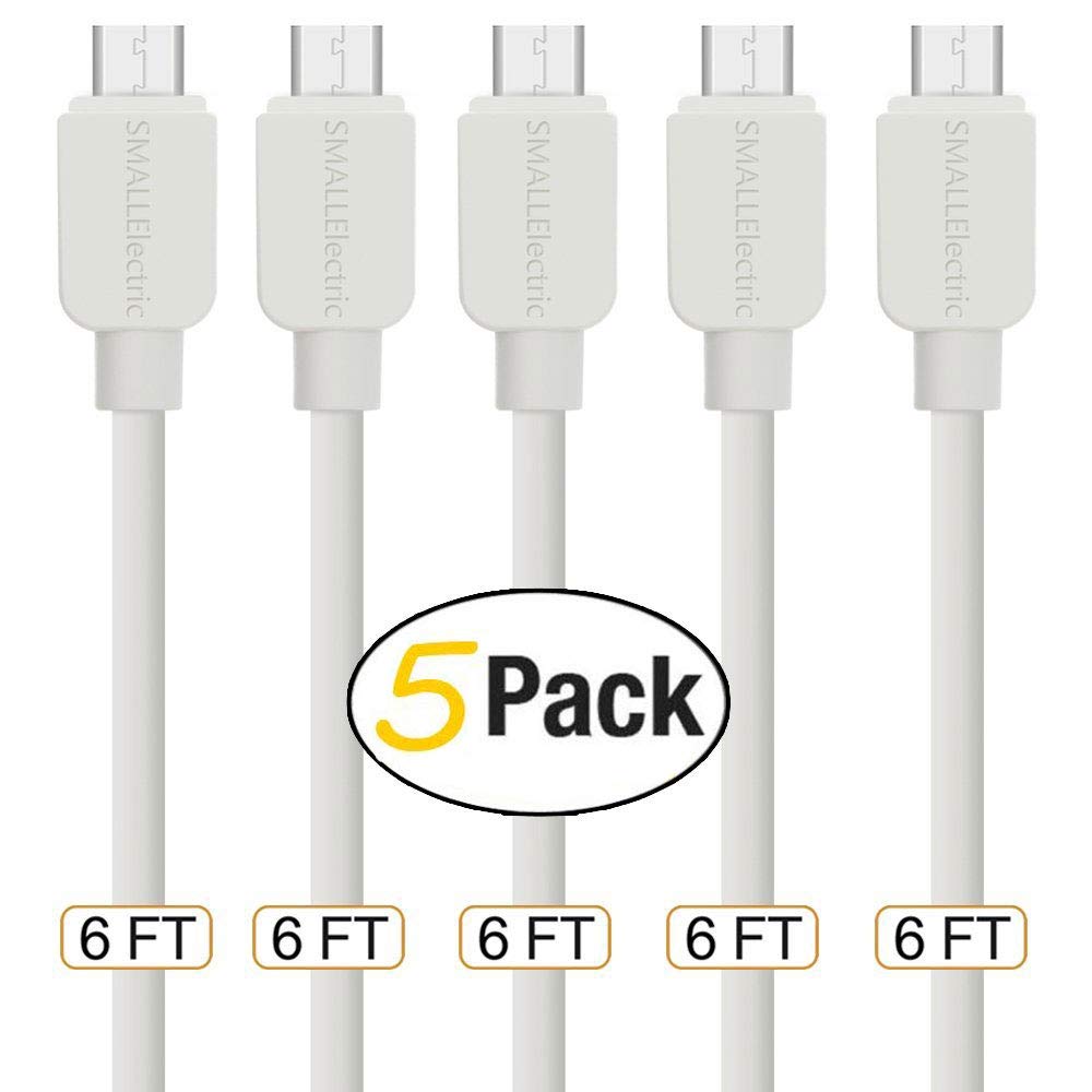 Micro USB Cable Android, SMALLElectric (5-Pack, 6 FT) Long Charger USB to Micro USB Cables High Speed USB2.0 Sync and Charging Cord for Samsung, HTC, Xbox, PS4, Kindle, Nexus, MP3, Tablet and More