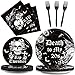 gisgfim 30th Birthday Party Supplies for 24 Guests Death To My Twenties Plates Napkins Forks Tableware Set Disposable Black Rip To My 20s Decorations Favors for Funeral for My Youth Party