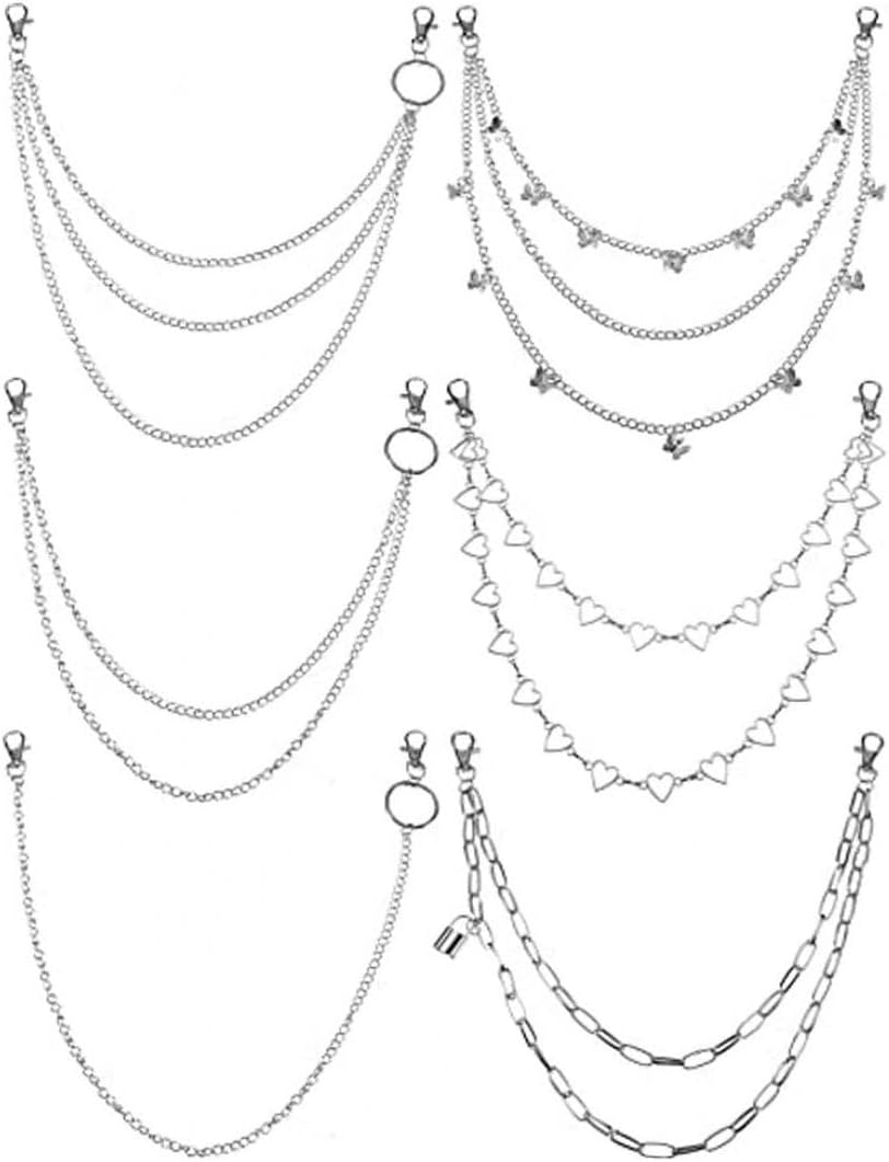 パンツチェーン ジーンズチェーン ズボンチェーン 単層 2層 3層 パンク メタル ファッション ヒップホップ ロック レディース メンズ 6本セット 激安 超特価