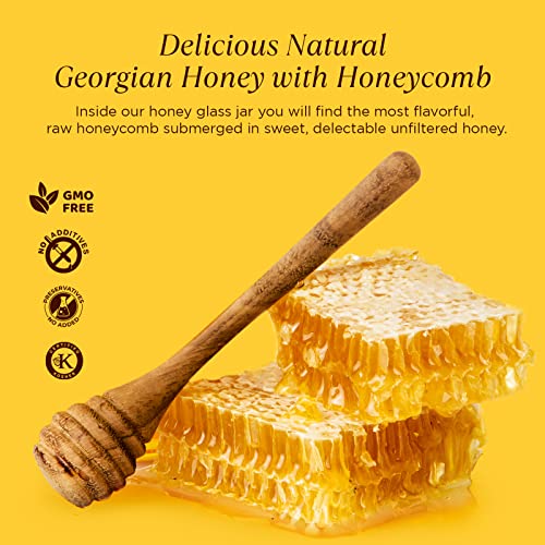 1 lb. 100 Raw & Unfiltered Gallberry Honey with Comb American Made by Pure Southern Honey