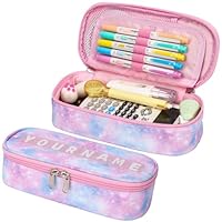 BrainyBees Pencil Case for Girls - Cute Zipper Pencil Pouch for Girls Sparkly Kids Pencil Box Pencil Bag for School, Pencil Cases Only (Pink, Tie-dye)