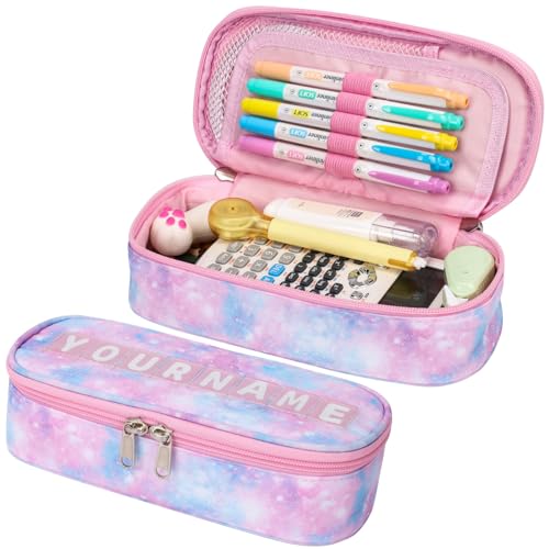 BrainyBees Pencil Case for Girls - Cute Zipper Pencil Pouch for Girls Sparkly Kids Pencil Box Pencil Bag for School, Pencil Cases Only (Pink, Tie-dye)