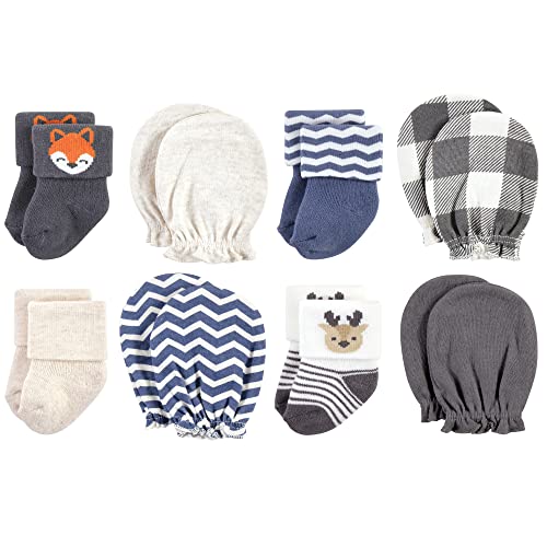 Hudson Baby Unisex Baby Socks and Mittens Set, Woodland Boy, 0-6 Months