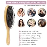 Hair Brush Comb Set Boar Bristle Hairbrush for Curly Thick Long Fine Dry Wet Hair,Best Travel Bamboo Paddle Detangler Detangling Hair Brushes for Women Men Kids Adding Shine Smoothing Hair - Image 4