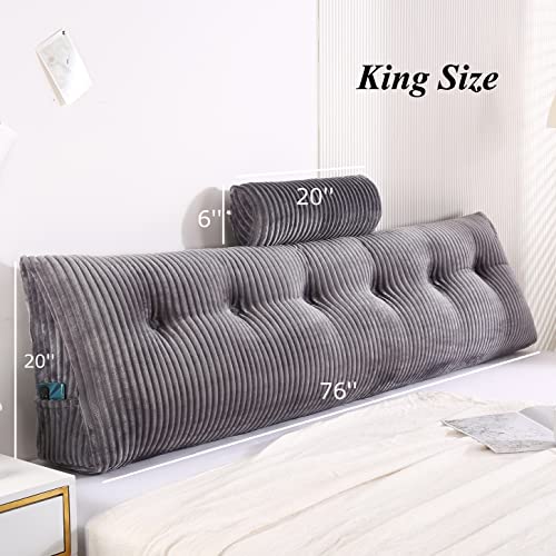 Gpround Wedge Headboard Pillows + Head Roll Pillow Bed Wedge Pillow For Headboard Large Bolster For Bed Rest Reading Pillows Backrest Pillows For Sitting In Bed #TOP1