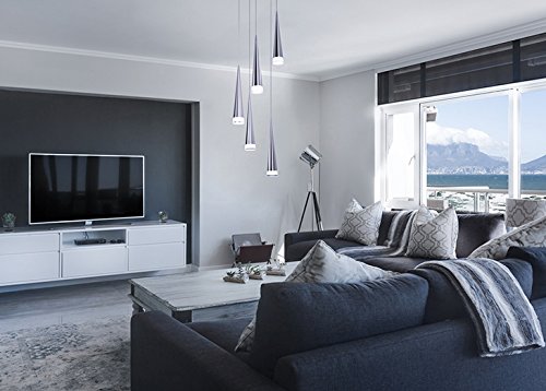 LightInTheBox Pendant Light Fixtures Ceiling Mount 5-Light Pendant Ceiling Fixture Modern Chrome Chandelier Raindrop Lamp White Metal Acrylic for Living Room Dinning Room Bedroom