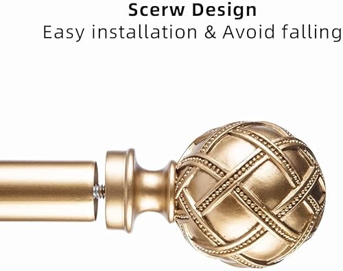 Miniatura 6 de Ycolnaefllr Barra de cortina individual de 1 pulgada de diámetro para ventanas, cortineros decorativos de longitud ajustable de 84 a 120 pulgadas,