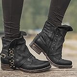 [page_title]-Gmorosa Women's Martin Boots -PU Leather Ankle Boots Comfy Heel Shoes with Side Zipper Chunky Heel Elastic Fashion On Casual Shoes for Winter Autumn