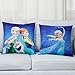 Jerry Fabrics Set of 2 100% Cotton Velvet Frozen Elsa and Anna Decorative Throw Pillow Cover Home Decor Design Set Cushion Case for Sofa Bedroom Car Hiddern Zipper 18×18 Inch(45×45 cm) (Dark Blue 1)
