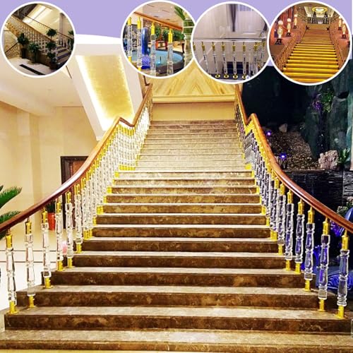 Balaustres de cristal para escaleras interiores y ejes transparentes con postes ajustables 3